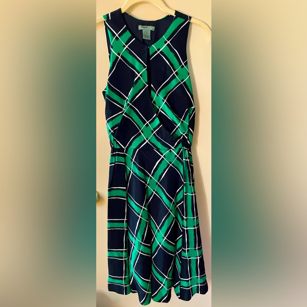 Maple Anthropologie Wrap Dress Fit 'n Flare Geometric V-Neck Sleeveless Size 2